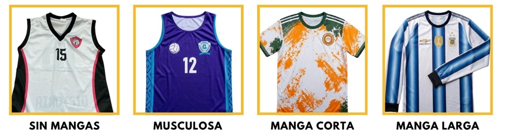 Tipos de manga camisetas deportivas - sin mangas, musculosa, manga corta, manga larga