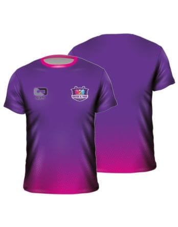 Remera pádel sublimada personalizada violeta fucsia