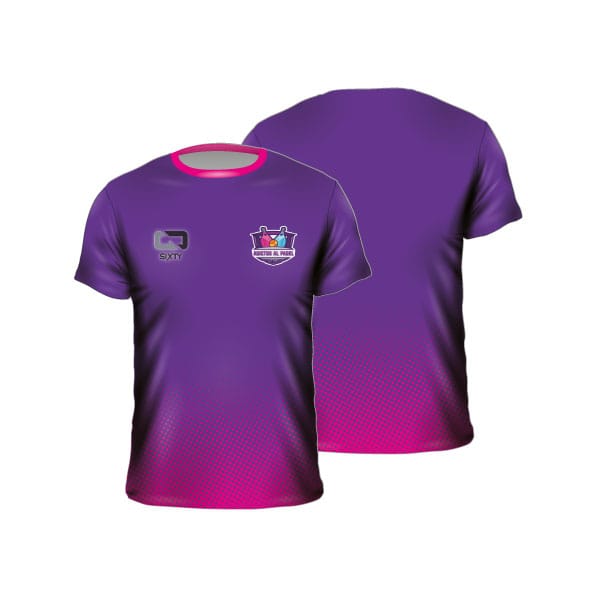 Remera pádel sublimada personalizada violeta fucsia