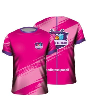 Remera pádel sublimada personalizada fucsia efecto pincelada