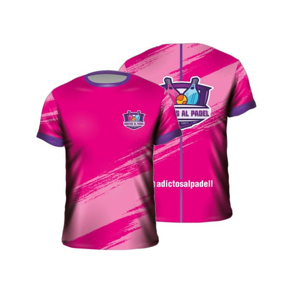 Remera pádel sublimada personalizada fucsia efecto pincelada