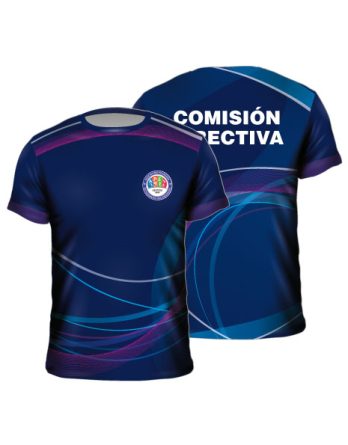 Remera institucional sublimada azul marino logo asociación
