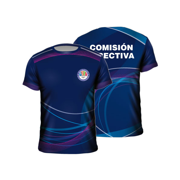 Remera institucional sublimada azul marino logo asociación