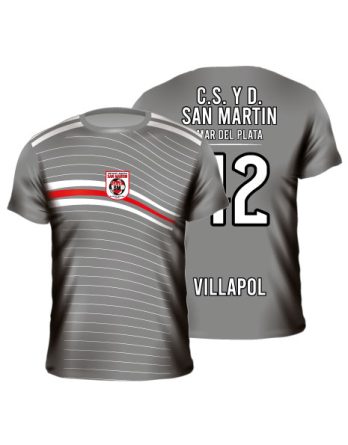Camiseta fútbol sublimada gris nombre número personalizados