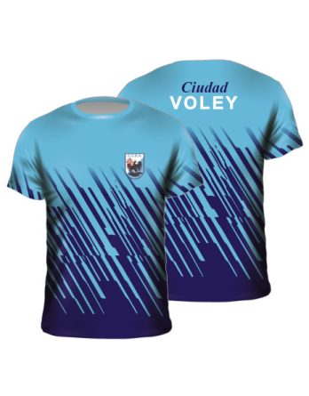 Remera vóley sublimada personalizada celeste azul marino