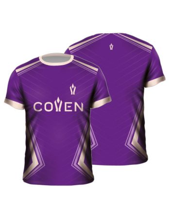 Remera sublimada esports personalizada violeta dorado