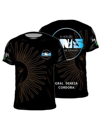 Remera sublimada danza negra diseño artístico sol personalizada