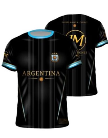 Camiseta de fútbol sublimada negra diseño Argentina personalizada